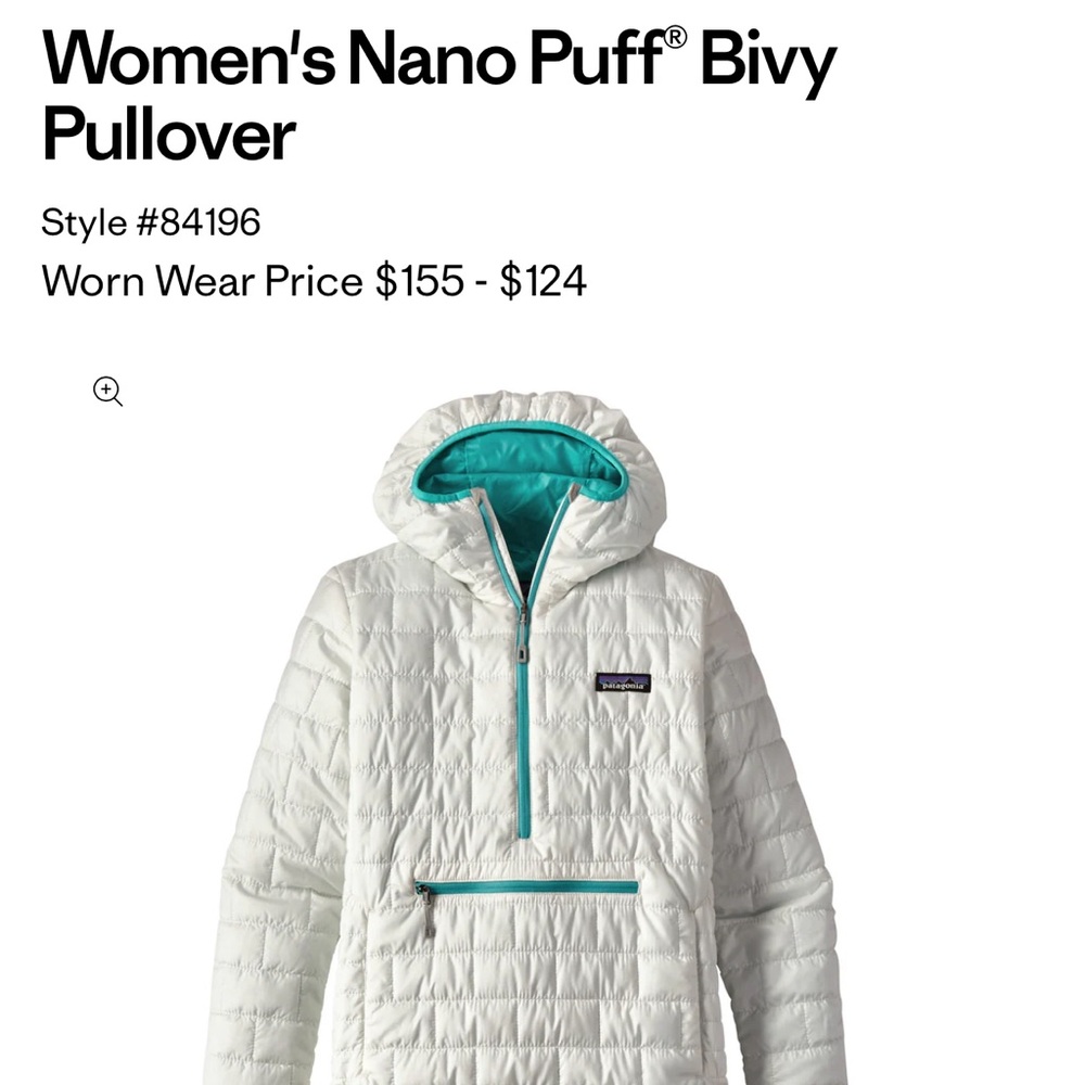 Patagonia Women's Nano Puff Bivy Pullover - White